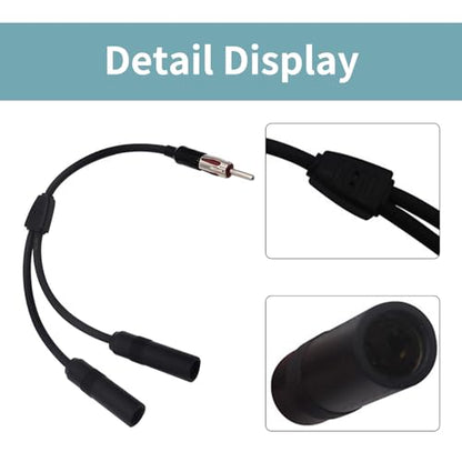 Car AM FM Splitter Adapter，1 Male and 2 Female Y Adapter Connectors，Auto Radio Stereo Extension Cable，Suitable for Cars, SUV, Truck