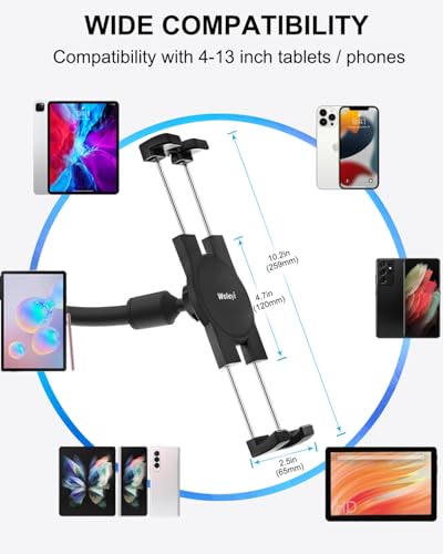 Windshield Car Tablet Mount, Car/Truck Window Dashboard Tablet Holder with Long Arm Suction Cup, Compatible with iPad Pro/Air/Mini, Galaxy Tab/Z Fold, iPhone, More 4-13" Cell Phones and Tablets