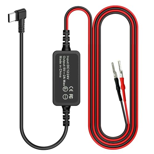 Dash Cam Power Adapter USB-C Plug,DC 12v/24v to 5v 2A Dashcam Power Adapter,Compatible with F7N,T27,N4,E1,N2S,T3,N2,G840S,G850,D07S,M300S,R3,Dash Cam Mirrior Camera Wire Kit,Quick Plug and Play