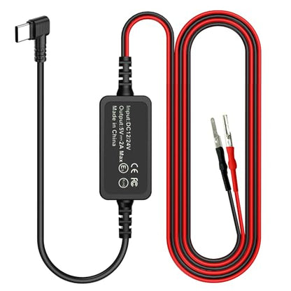 Dash Cam Power Adapter USB-C Plug,DC 12v/24v to 5v 2A Dashcam Power Adapter,Compatible with F7N,T27,N4,E1,N2S,T3,N2,G840S,G850,D07S,M300S,R3,Dash Cam Mirrior Camera Wire Kit,Quick Plug and Play