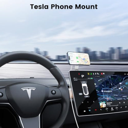 Magnetic Laptop Phone Mount with 15W Fast Wireless Charger, Compatible for iPhone 12-17 Series & All Phones, Adjustable Laptop Phone Holder for Tesla Model 3/Y/S/X Desktop Screen Stand - color: Sliver