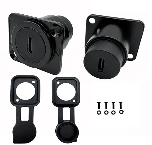 2PCS USB-C Pass Through Connector D-Type, Type C Panel Mount Couplerr, Female to Female Charger Adapter Socket (D-Type) - color: D-Type