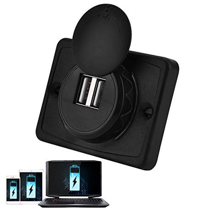 Joyzan RV USB Outlet, 12V Panel Car Charger Dual Port Socket Power Cap
