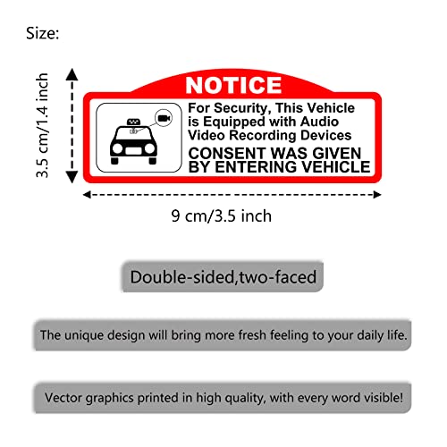 KEANBOLL 8 Pieces Double Sided in Car Camera Audio Video Recording Window Vinyl Stickers,Car Video Recorder Waterproof Stickers,Waterproof & Sun-proof Durable Car Camera Recording Stickers (9 x 3.5