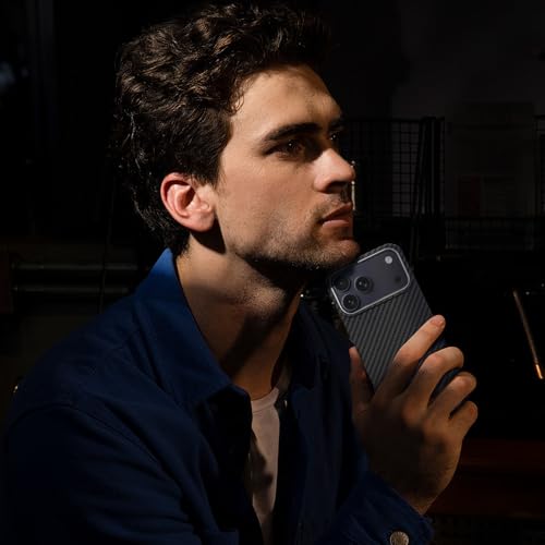 MONOCARBON Aramid Fiber Case for iPhone 17 Pro Max, Ultra-Thin & Light 6.9in Hard Cover with [Metal Camera Frame],[1500D Aramid Fiber Woven], [MagSafe Compatible], [Easy-Grip]+[Free Screen Protector] - size: for iPhone 17 Pro Max
