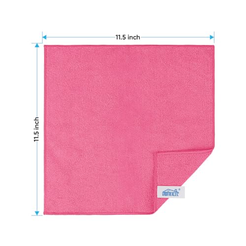 HOMEXCEL 24PK Microfiber Cleaning Cloth, Cleaning Rag for Home, 11.5x11.5in - color: Pink