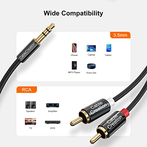 CableCreation 3.5ft 3.5mm to RCA Cable, Stereo Y Splitter Cord for Echo Dot, Smartphone, MP3, Tablet, Speaker, HDTV - size: 3.3FT, style: PVC Jacket