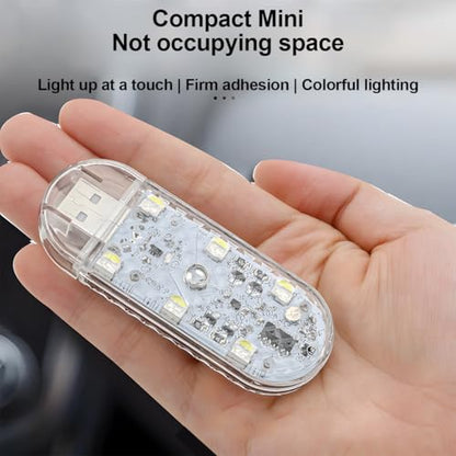 Bittwee Car LED Lights, 2PCS Vehicle Interior Wireless Ambient Lighting with 6 Bright LED Lamp Beads, Portable USB Rechargeable Atmosphere Night Lamp, Universal Automotive Accessories (White)