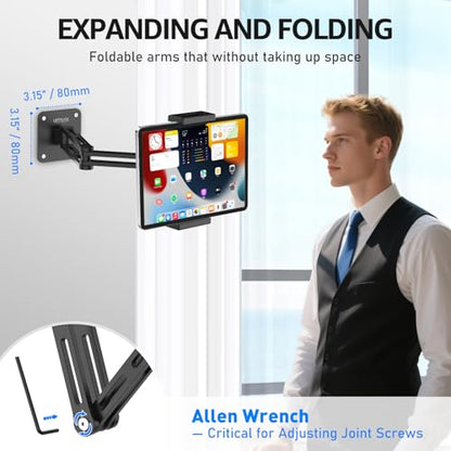 Urmust Dual Arm Tablet Wall Mount Ipad Holder, 4.7-13" - size: 2 Arm-Up to 13"