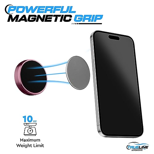 TRUE LINE Automotive Magnetic Phone Mount for Car - Magnetic Car Phone Holder - Magnet Phone Holder for Car, Magnetic Phone Mount for Car, Magnetic Phone Holder with Silicone Pad (Pink) - color: PINK