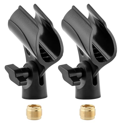 2 Pcs Microphone Clip, Adjustable Mic Clips for Stands With 5/8" to 3/8" Copper Screws, Flexible Mic Adapter Desk Universal Microphone Stand Adaptor(COLOR:black)