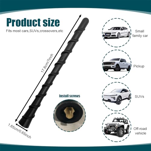 Car Spiral Antenna, Cars Radio Antenna, 7 Inch Rubber Car Antennas Mast Replacement, Universal Exterior Accessories Auto Radio FM AM Antennas Compatible with Truck Car SUV (Threaded Style) - color: Threaded Style