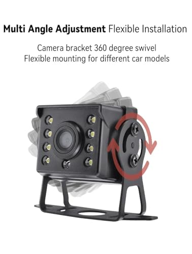 EVERSECU Wired Backup Camera, 12V-24V Wide Range Input Reversing Camera, Waterproof Night Vision Wide View Angle Rear View Camera with RCA Connector for RV Camper Truck Trailer Bus Van - color: Ebony