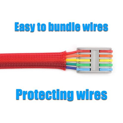 25ft PET Expandable Braided Cable Sleeve 1/3inch(8mm) Pet Braided Cable Sleeve for Audio Video Device Wire Automotive Wire (Red) - color: Red, size: 8mm"(1/3 inch)