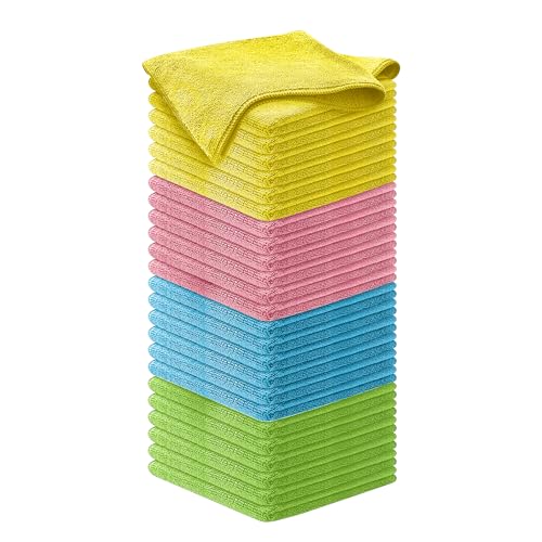 USANOOKS Premium 300GSM Microfiber Cleaning Cloth - 12.5"x12.5" High Performance - 1200 Washes, Ultra Absorbent Microfiber Towels for Cars Undercarriage, Rims & Engine Bay Cleaning - Microfiber Cloth - color: Multicolor, size: Pack of 50