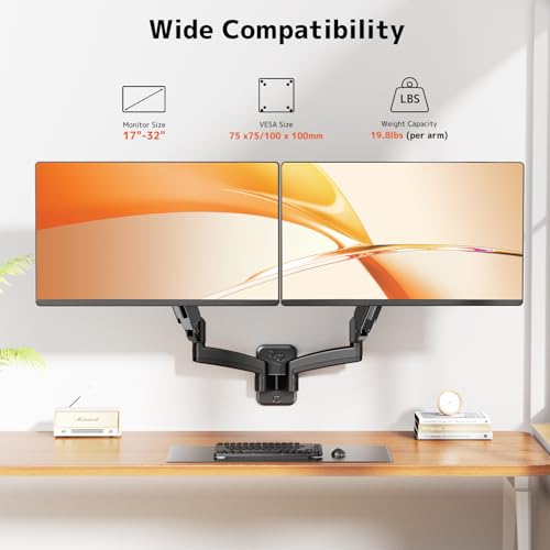 Dual Monitor Wall Mount for 17-32 inch Flat/Curved Computer Screens - size: 17 - 32 Inch, style: Dual Arms