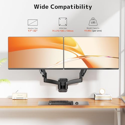 Dual Monitor Wall Mount for 17-32 inch Flat/Curved Computer Screens - size: 17 - 32 Inch, style: Dual Arms