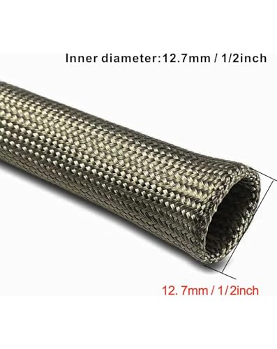Fuel Line Heat Shield Wire Heat Shield Heat Shield Sleeve Auto Hose Spark Plug Wire Heat Shield diesel heater exhaust sleeve 2500 Degree for Car&Auto Wire Loom Brake Cable (1/2"IDX10'Titanium) - color: Titanium, size: 1/2" ID X 10'