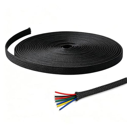 3/8''-26Ft Expandable Braided Cable Sleeve, PET Wire Loom for Home Device - color: Black, size: 3/8''-26ft