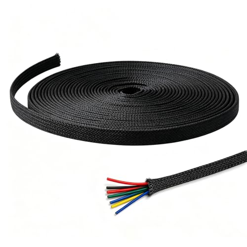 3/8''-26Ft Expandable Braided Cable Sleeve, PET Wire Loom for Home Device - color: Black, size: 3/8''-26ft