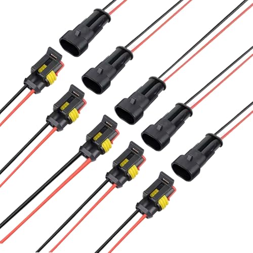 5PCS 2 Pin Car Waterproof Electrical Connector - size: 2 Pin