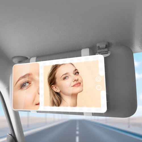 Car Visor Mirror with Lights & 20X Magnification, Universal Fit - color: 1pcs-White