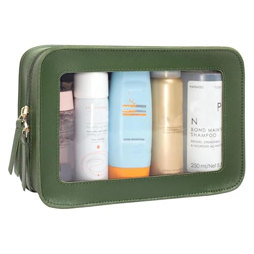 Clear Makeup Bag, Green Travel Makeup Pouch Toiletry Bag for Women Waterproof Small Cosmetic Bag Case Small Make Up Bag with Zipper Car Organizer Car Essentials for Women Men - color: GREEN 1