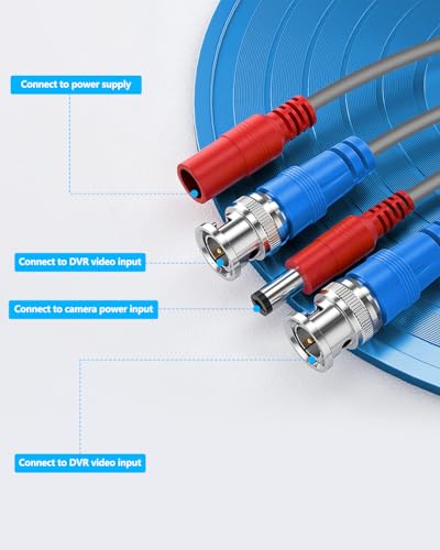 OOSSXX 4 Pack 30M/100ft All-in-One BNC Extension Video Power Cables - size: G-100Feet x 4