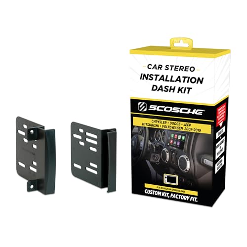 Scosche CR1291B Double DIN Radio Install Dash Kit Compatible with Select 2007-19 Chrysler, Dodge, Jeep, Mitsubishi and VW Vehicles - Car Stereo Install Kit - See Fit Guide in Images to Verify Vehicle - style: Dash Kit Only