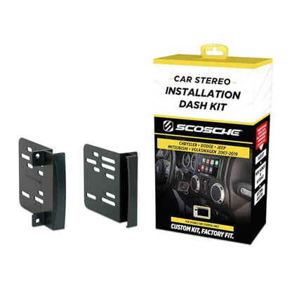 Scosche CR1291B Double DIN Radio Install Dash Kit Compatible with Select 2007-19 Chrysler, Dodge, Jeep, Mitsubishi and VW Vehicles - Car Stereo Install Kit - See Fit Guide in Images to Verify Vehicle - style: Dash Kit Only