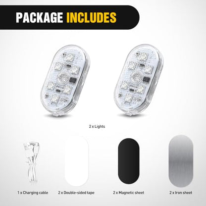 Nilight 2 PCS 7 Colors Wireless Magnetic RGB LED Interior Lights - color: 7 colors wireless-2 PCS