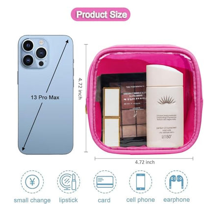 FFaw Small Clear Makeup Bag, Nylon Mini Cosmetic Bag Small Makeup Pouch for Purse TSA Approved Travel Toiletry Bags with Zipper Cute Makeup Case Organizer Car Bag for Women Girls (Rose Mini) - color: Rose Mini
