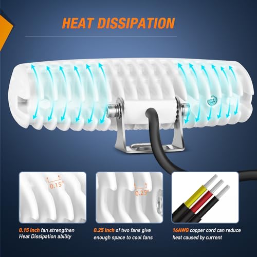 Nilight Marine LED Pods Navigation Lights 2PCS 54W Blue White Flood Beam Ponton Boat Deck Dock Lighting for Night Fishing T-top Stern Yacht Kayak Port Sailboat Trucks Tractors - color: White/Blue 2Pcs