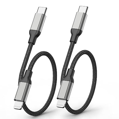 2Pack MFi Certified 6inch USB-C to Lightning Cable for iPhone 14/13/12 iPad - size: 0.5FT