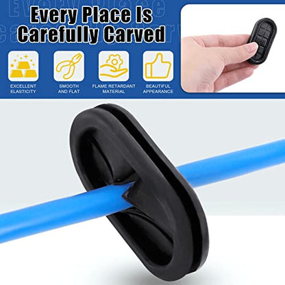 Glarks 10Pcs 13/16" x 1-13/16" - 20 x 45mm Oval Closed Rubber Grommet, Drill Hole Double-Sided Firewall Hole Plug Wire Protection Electrical Wire Gasket for Wire, Plug, Automotive, Plumbing - size: 13/16" x 1-13/16"