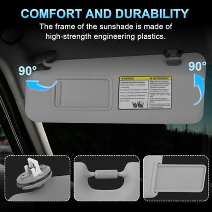 ItranMc Sun Visor Driver Side for 2008-2013 Toyota Highlander - color: (Gray)Left Driver Side