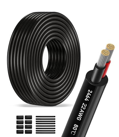 XINWANG 22AWG 2-Conductor Electrical Wire, UL2464, 26.25FT - size: 22AWG-2C(2x0.34mm²)-8M