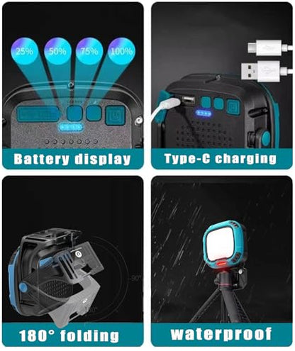 LED Work Light Rechargeable, 2500LM Waterproof Folding Portable Flood Lights with Magnetic and14 Light Modes,USB Emergency cob Work Light for Camping Car Repairing Emergency Job Site Lighting