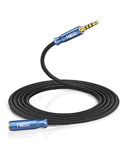 MillSO 3.5mm Headphone Extension Cable Nylon Braid 8 FT TRRS Male to Female - size: 8 ft
