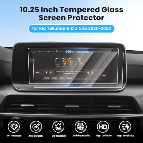 Canvcle 2PCS Screen Protector for 2020-2022 Kia Telluride & Kia Niro Accessories, 10.25 Inch Navigation Screen Tempered Glass Touchscreen Protector Navigation Screen Cover Protective Film - size: 2020-2022 Kia Telluride/Kia Niro 10.25 Inch