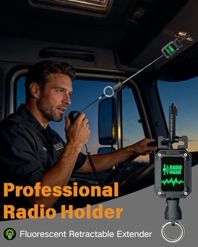 14-PCS Radio Holder Set, 360°Adjustable 28" Retracting with 4 Mounting Screws, 4 Steel D-Loops, 2 Long & 2 Short Ropes, Used in Low-Light Conditions, Easy Install for Truck