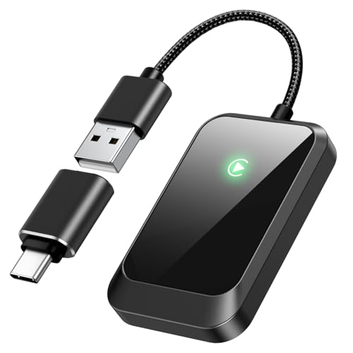 Wireless CarPlay Adapter for iPhone – Plug-and-Play with USB-A Extension & USB-C Connector, Zero Latency, Compatible with 2016+ Cars & iOS 10+