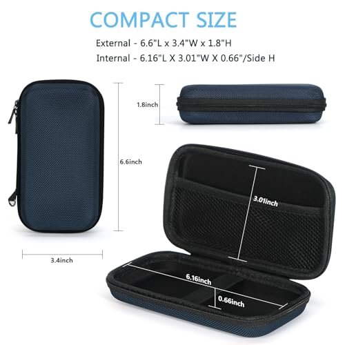 Portable Tech Travel Bag, Grey Blue Hard EVA Protective Storage Bag - color: Grey Blue