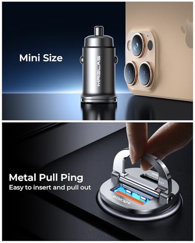 MRGLAS 125W USB C 차량용 충전기, USB C 차량용 충전기 어댑터 고속 충전 - color: 실버 그레이.