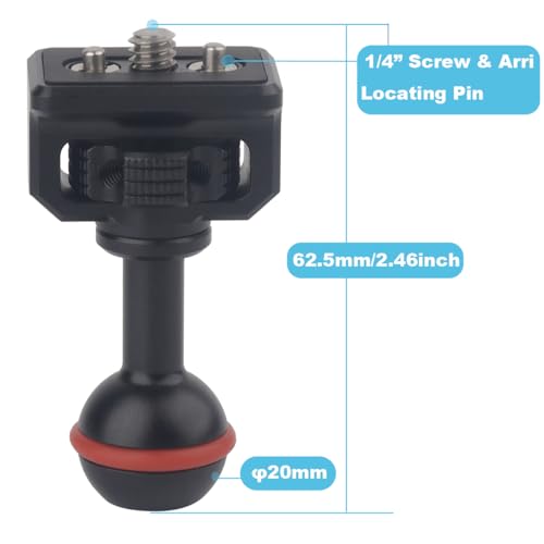 20mm Ball to 1/4"-20 Camera Screw Adapter for Bulletpoint Mounting Solutions and Camera Rigs, Compatible with SmallRig Camera Cages, Magic Arms, with ARRI Retractable Locating Pins