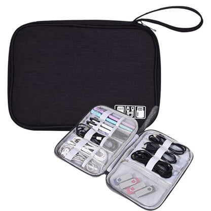 Organizer Case Small Electronic Devices USB Charger Accessories Mouse Phone Cable SD Power Bank Earphone - color: Medium-Black Medium-Organizer Bag