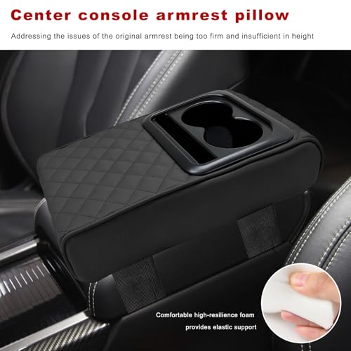 Car Center Console Armrest Pillow, Memory Foam Armrest Box Cover with Cup Holder & Phone Holder, Waterproof Arm Rest Cushion Middle Console Protector for Most Cars (Stitch) - color: Stitch
