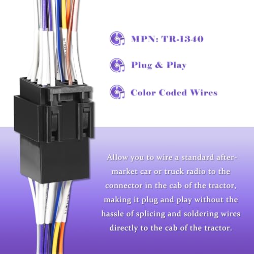 16 Pin Radio Wire Harness Adapter Male & Female - Fit for Freightliner 2004-2021, for Volvo 2004-2016, for Peterbilt 2006-2018, for Kenworth Stereo 2008-2020 (2-Pack)