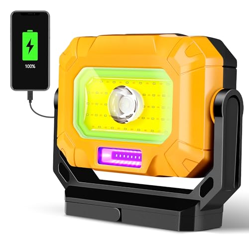 Magnetic Work Light, 1200LM Rechargeable Shop Lights - color: Yellow