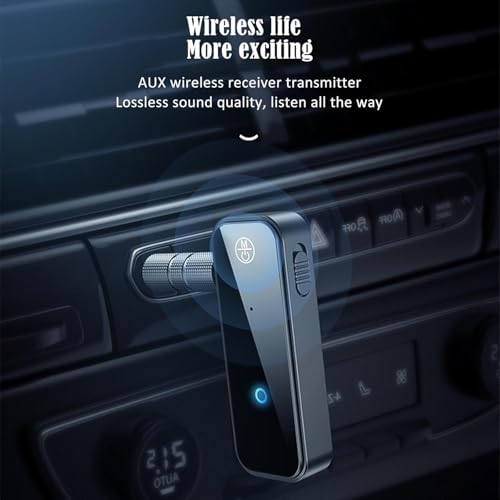 PWireless Bluetooth AUX Adpater for Car, 2 in 1 Bluetooth 5.0 Transmitter Receiver, 3.5mm Aux Audio Adapter, Wireless Audio Receiver for for Cars, Speakers, Stereo Systems and Headphones